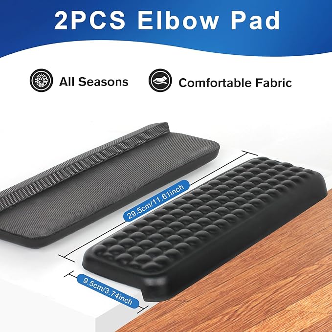 L-Shaped Desk EdgeRest, 2-Piece Set,Desk Elbow Pad, Ergonomic Design, Suitable for Desk and Table Edge, Memory Foam Material, Non-Slip and Wear-Resistant, Black Oval（Leather）