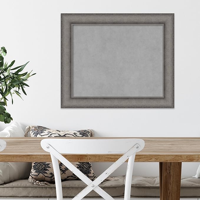 Amanti Art Grey Framed Magnetic Board 20x24 Small Vision Board for use with Magnets, 100% Metal Sheet to Display Items as Office Decor or for Home Organization in mudroom, Kitchen or Kids Room