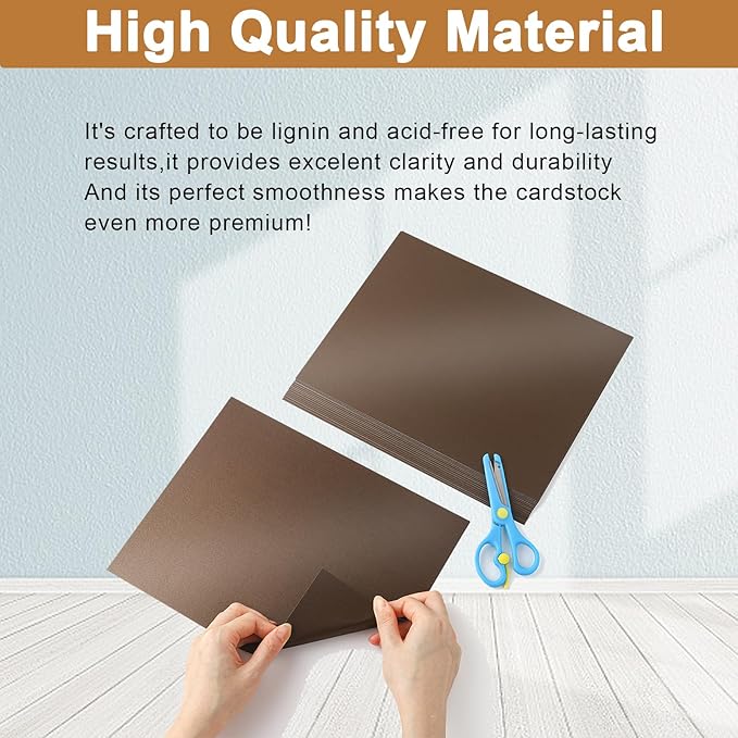Silunkia 100 Sheets Coffee Shimmer Cardstock 8.5 x 11 Greeting Cards, 200gsm/75lb Thick Glossy Brown Card Stock for Birthday Decorations, Thank You Cards, Wedding, Scrapbooking, Party Invitations