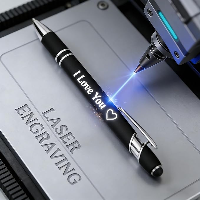 CRME Personalized Pens with Stylus Custom Pens in Bulk Customized Pen Engraved with Name Business Logo Multi Colors Ideal for School Supplies,Teacher Supplies,and Office Supplies Metal Material Black