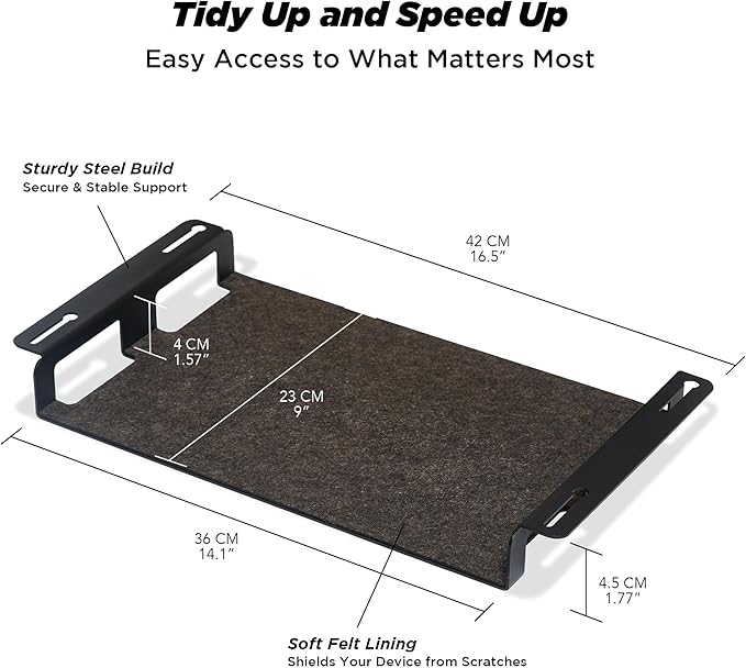 ULTRARM Moodular Add-ons Storage Tray [Accessory Only - Requires Moodular Wooden Monitor Stand Slide Rails for Use] Black MSA-TR