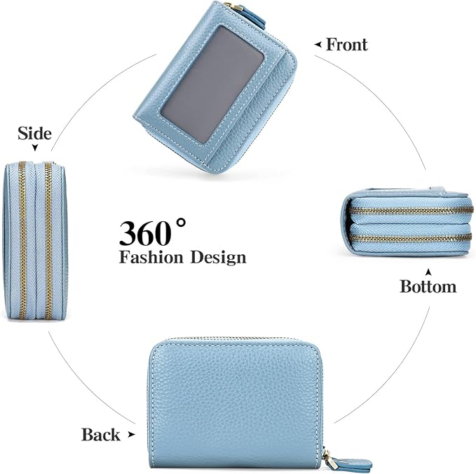 GOIACII Small Genuine Leather Wallet for Women, RFID Blocking Credit Card Holder Wallet