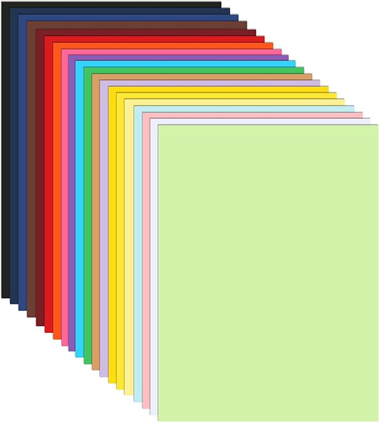 100 Sheets 20 Assorted Colors Cardstock 8.5 x 11 Craft Paper, 200gsm/75lb Heavyweight Paper Card Stock for DIY Cards Making, Wedding Invitations, School Scrapbooking, Party Decorations