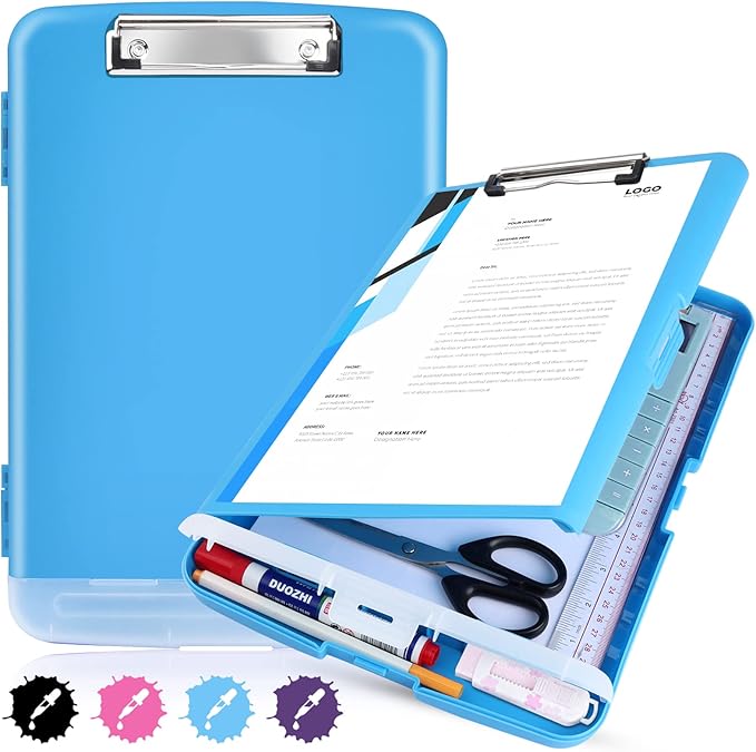 Blue Clipboard with Storage,TFDLCG zm Clip Boards 8.5x11 with Pen Holder,Nursing Clipboards Case Heavy Duty,A4 Letter Size Contractor Clipboard for Office, School and Home