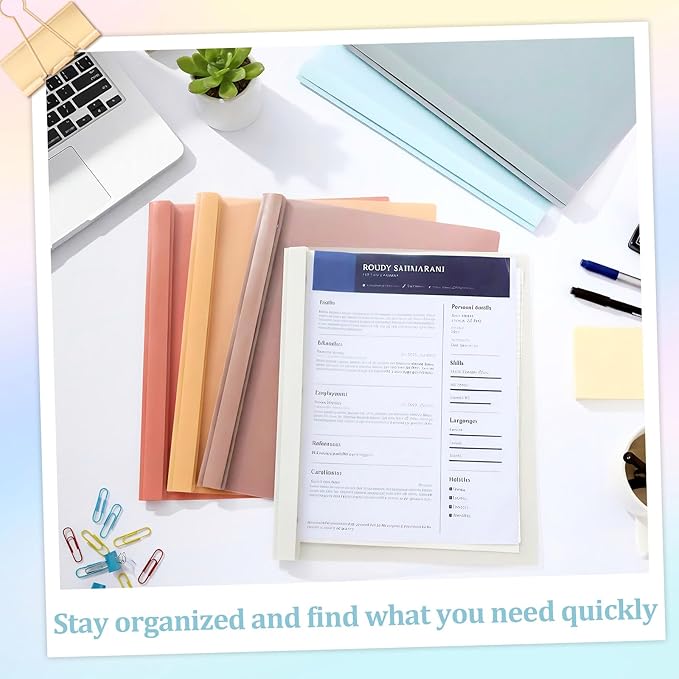 6 PCS Retro Plastic Report Covers with 3 Prongs Clear Front Presentation Folders 3 Prong Folders for Resume Portfolio Document Report Letter Proposal School Classroom Office Supplies (Vintage)