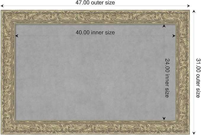 Amanti Art Silver Framed Magnetic Board 31x47 Large Vision Board for use with Magnets, 100% Metal Sheet to Display Items as Office Decor or for Home Organization in mudroom, Kitchen or Kids Room