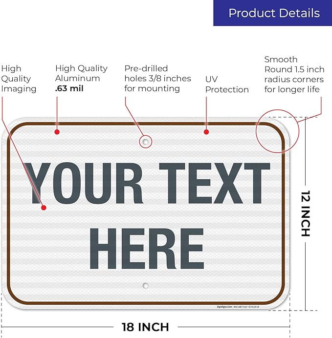 Custom Sign, Personalized Metal Signs, Customize for Office, Business, Workplace, Home, Airbnb, Delivery Brown Signs, 12x18 Inches, 3M EGP Reflective .063 Aluminum, Fade Resistant, Made in USA