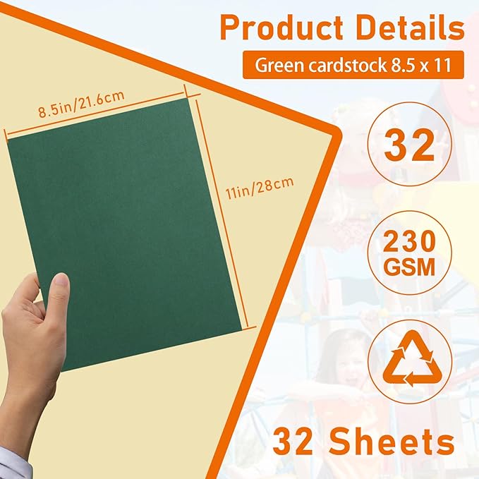 Guakicae 32 Sheets Dark Green Cardstock 8.5 x 11 Certificate Paper, 80lb Heavyweight Green Card Stock for Christmas, DIY Card Making, Invitations, Greeting Cards, Party Decorations