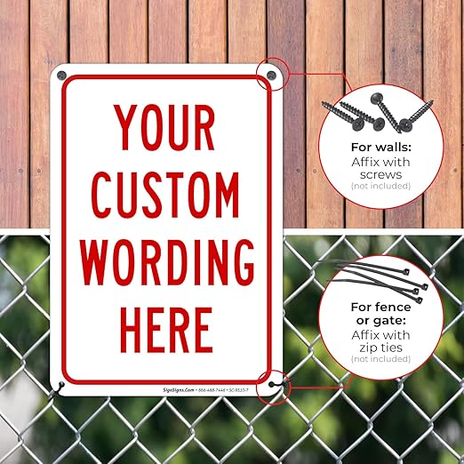 Custom Sign, Personalized Metal Signs for Office, Business, Workplace, office, Home, Airbnb, Delivery With Red Border Signs, 10x7 Inches, Rust Free .040 Aluminum, Made in USA