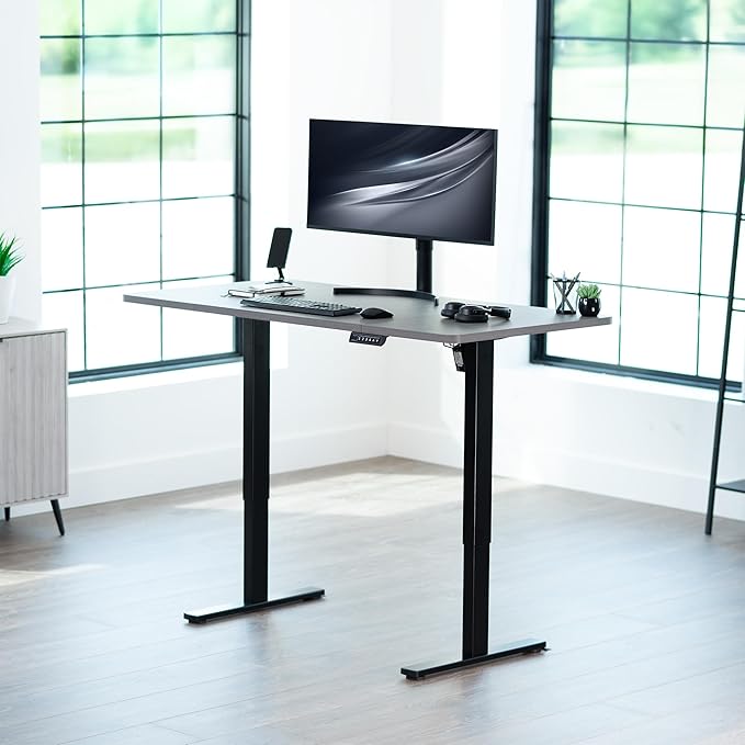 VIVO Electric 60 x 30 in Standing Desk, Memory Height Adjustment, 1B Series, Holds 220 lbs, Dark Gray Top Black Frame, DESK-KIT-1B6G-30