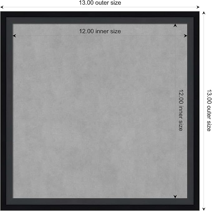 Amanti Art Black Framed Magnetic Board 13x13 X-Small Vision Board for use with Magnets, 100% Metal Sheet to Display Items as Office Decor or for Home Organization in mudroom, Kitchen or Kids Room