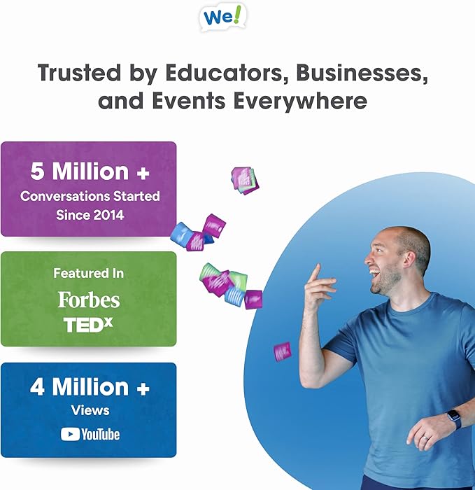 We! Connect Cards - Conversation Cards to Build Trust & Connection - Ideal Office Games, Ice Breakers & Educational Team Building Games - Featured by TEDx (60 Color-Coded Pieces)