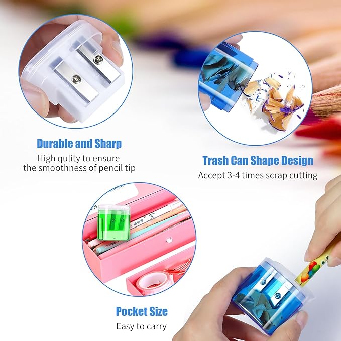 OCHIDO 60 Pack Pencil Sharpeners Bulk,School Supplies Double Hole Pencil Sharpeners for Kids,Small Pencil Sharpener Manual for School Office Art Room,Pencil Sharpener for Colored Pencils