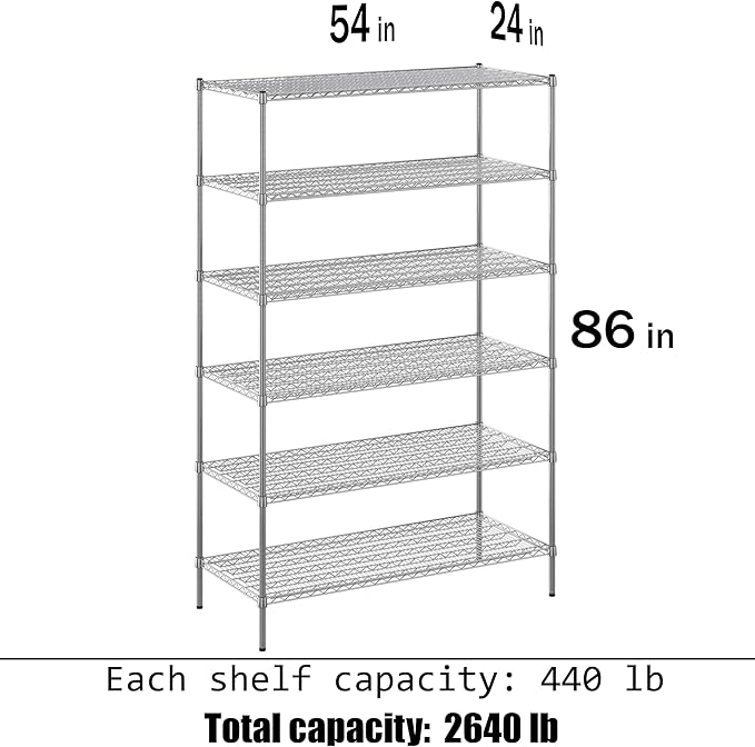 Regal Altair 24" Deep x 54" Wide x 86" Height Wire Shelving Kit | 6-Tier | NSF Commercial Storage Rack Unit