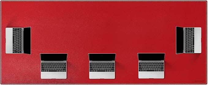 ZORESYN Oversized Desk Mat 78.7 x 35.4 inch (Red) - Premium PU Leather Conference Table Protector, Non-Slip Waterproof Desk Pad for Office/Home/Dining, Mouse Pad & Writing Surface