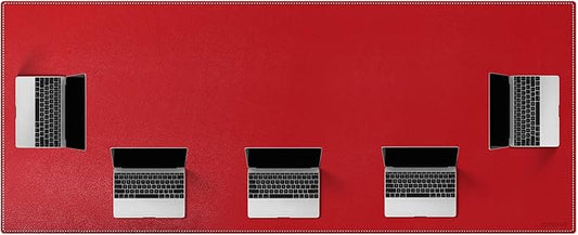 ZORESYN Oversized Desk Mat 78.7 x 35.4 inch (Red) - Premium PU Leather Conference Table Protector, Non-Slip Waterproof Desk Pad for Office/Home/Dining, Mouse Pad & Writing Surface