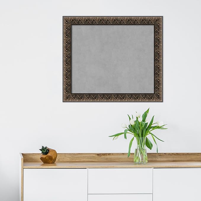 Amanti Art Black Framed Magnetic Board 25x29 Medium Vision Board for use with Magnets, 100% Metal Sheet to Display Items as Office Decor or for Home Organization in mudroom, Kitchen or Kids Room