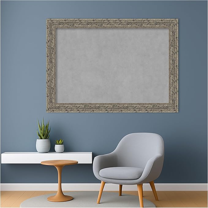 Amanti Art Silver Framed Magnetic Board 29x41 Large Vision Board for use with Magnets, 100% Metal Sheet to Display Items as Office Decor or for Home Organization in mudroom, Kitchen or Kids Room