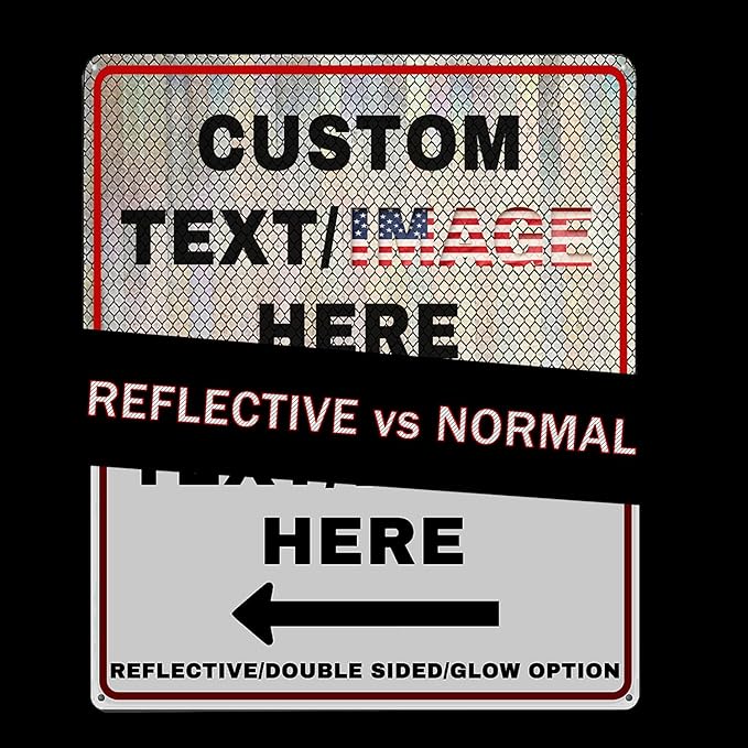 Custom Directional Arrow Sign Large, 24''x18'' Glow in the Dark/Reflective Option, Personalized Metal Address Plaque, Customize for Business Logo, Office, Home, Yard, Outdoor