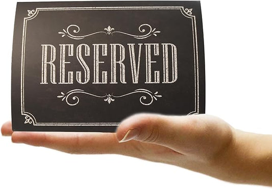 20 Pack Rustic Reserved Table Sign - Reserved Signs For Wedding - Black Chalkboard Reserved Signs - Wedding Accessories - Tent Cards For Reserving Seats & Places - Place Cards for Party
