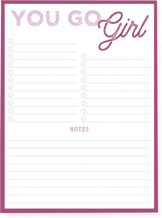 Graphique Large Notepad, Future is Female – 6" x 8", Cute Notepad with 150 Tear-Off Sheets, Features the Quote “You Go Girl” on Every Page – Perfect for Note Taking, List Making, and More