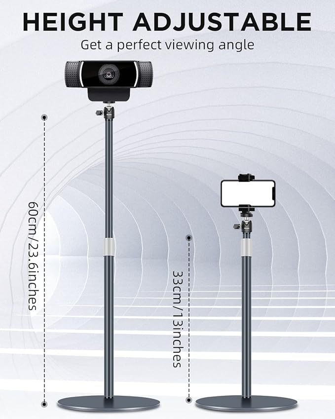 Nycetek Webcam Stand, Light Stand Tripod with 360° Rotatable Ballhead for DSLR Camera, Ring Light, Webcam, Desktop Tripod for Video Recording, Shooting, Game Streaming, YouTube