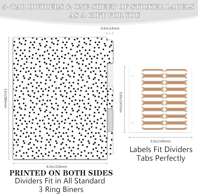 Lateefah 3 Ring Binder, 1 Inch Binder Organizer for Letter Size(8.5'' x 11'') with 5-Tab Dividers and Pockets, File Folders with Low Profile Clipboard for Office, School Supplies
