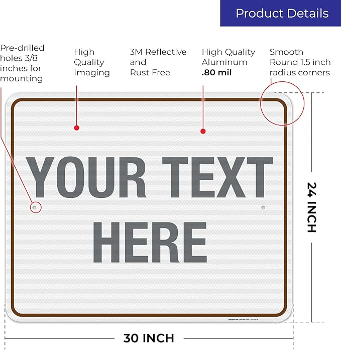 Custom Sign, Personalized Metal Signs, Customize for Office, Business, Workplace, Home, Airbnb, Delivery Brown Signs, 24x30 Inches, 3M EGP Reflective .080 Aluminum, Fade Resistant, Made in USA