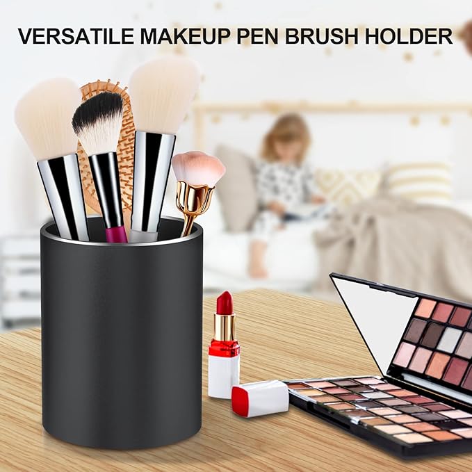 Dopaka Pen Holder Pencil Holder for Desk, Metal desk pen holder, Makeup Brush Holder, pencil cup, pen organizer for desk, for Office, School, Home, and Kids 3.9×3.14inch (Black)