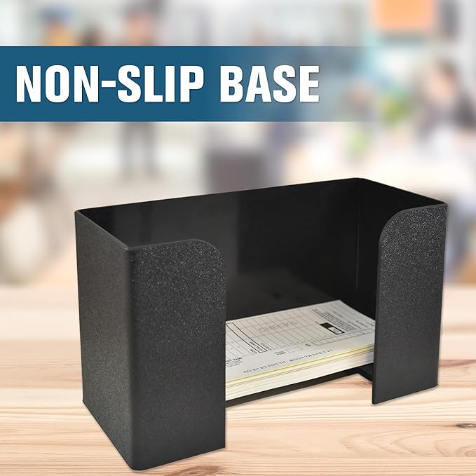 BankSupplies Deposit Ticket Holder | 10W x 4D x 6H | Black Textured, Molded Plastic | Check & Voucher Sorter | Desk Organizer for Deposit Slips, Receipts, Forms, Tickets