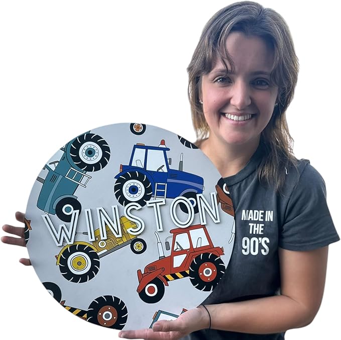 Personalized kids name sign, Newborn Nursery Decor, Personalized baby name wall decor, Girls Room Sign, Home Decor for Baby boy, boys nursery wall decor, Newborn Gift (Tractor)