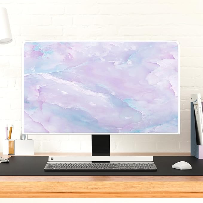 Baocicco Violet Marble Waterproof 22, 23, 24, 25 Inch Anti-Static Dustproof LCD/LED/HD Abstract Creative Desige Monitor Accessories Laptop TV LCD Screen Texture Monitor Decoration for Tablet
