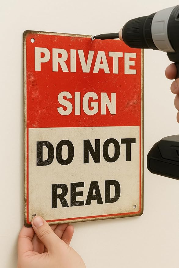 Funny PRIVATE SIGN DO NOT READ Tin Sign – 12x8 Inch Vintage Metal Wall Decor for Bedroom, Office, Man Cave, Dorm or Bar (NOread)