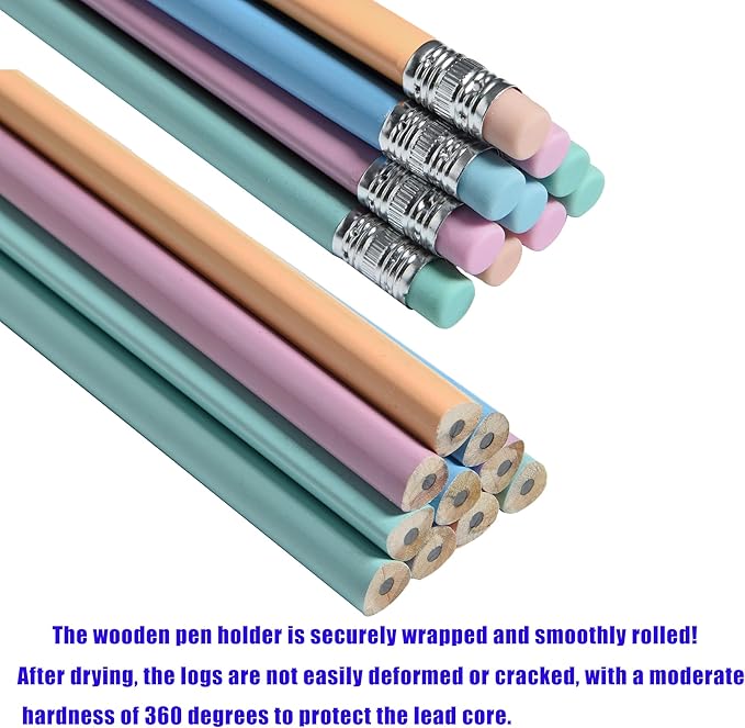 Jsehchya 50PCS Triangular Grip Wooden cased Pencils for Kids with Erasers, Fun Cute Wood Wedding Golf Triangle Pencils for School,Drawing,Gift (50PCS)