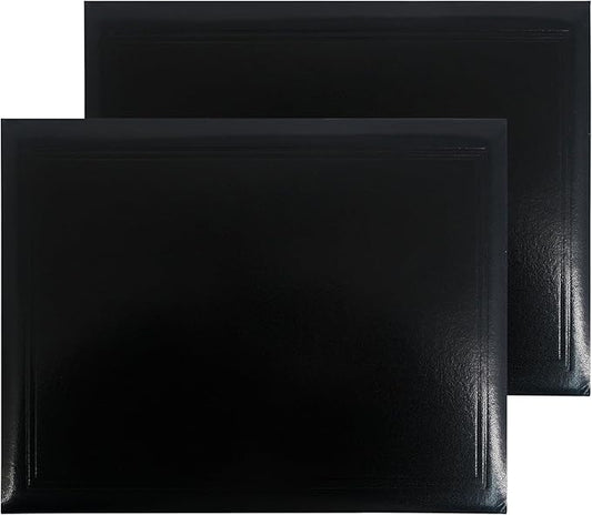 GraduationMall 8.5"x11" Smooth Padded Diploma Cover Certificate Holder Black,2-Packs