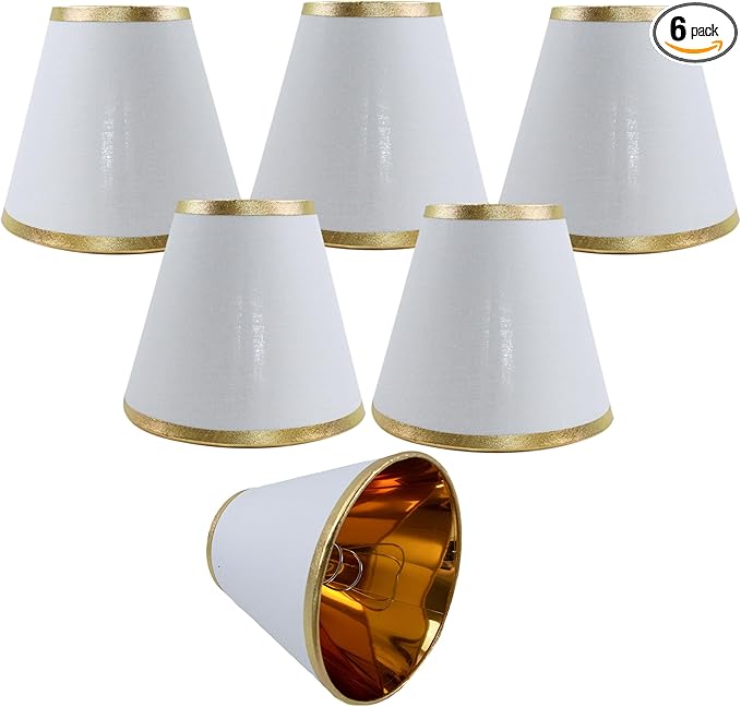 TAaMTYH small lamp shade chandelier shades set of 6，Fabric Lampshade for Wall Lamp，chandelier shades，small tadle lamps，For Cutting Edge bulbs, Clip-on Fitter Lampshade，3" X 6" X 5"