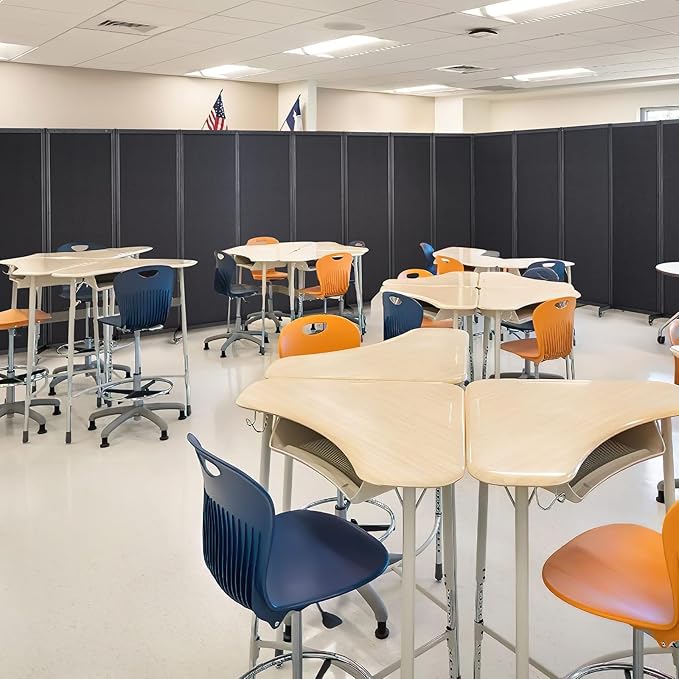 Strongbird Room Partition,Office Divider,Portable Commercial Screen Dividers,Privacy Partition Separator,Classroom School Dividers, 12'7"L* 6'7"H,6 Panel,Black
