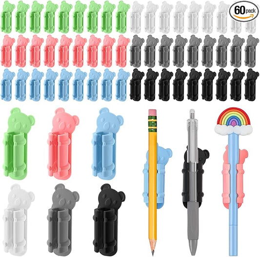 VZZNN 60 Pack Adhesive Pen Holder Clips, Colorful Silicone Pencil Holders for Desk, Wall, Whiteboard & Office Organization, Fits Markers, Pens, Pencils (60 Count, Six colors)