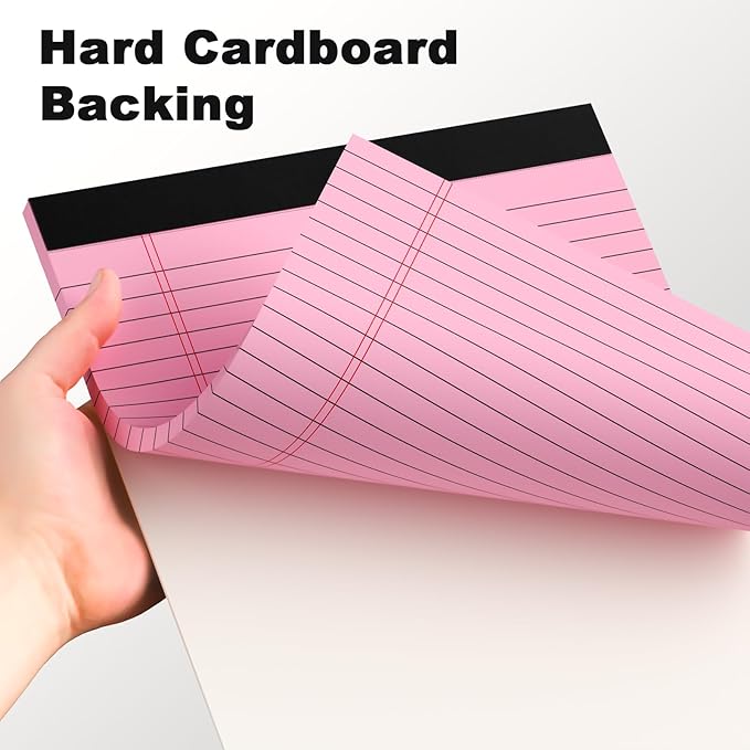 AILZFEI Pink Legal Pad Note Pads 8.5 x 11 inch, Wide Ruled Clear Print Writing Pads 30 Sheets/Pad, 20lb Colored Paper, Perforated Notepad with Sturdy Back (3 Pads Pink)