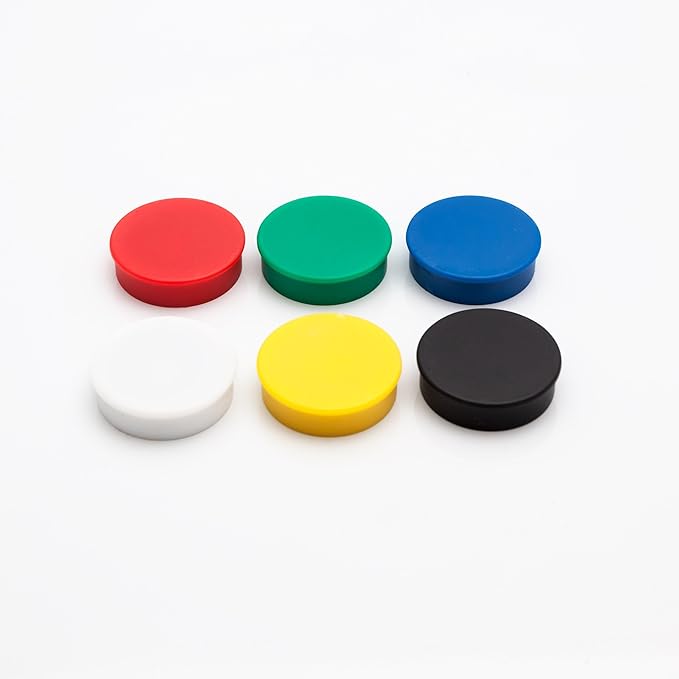 Bullseye Office 24 Round Red Fridge Magnets, Button Shaped, Small Colorful Magnetic Discs for Kitchen, Cabinet or Classroom, Perfect Whiteboard Supplies for Teachers (Red)