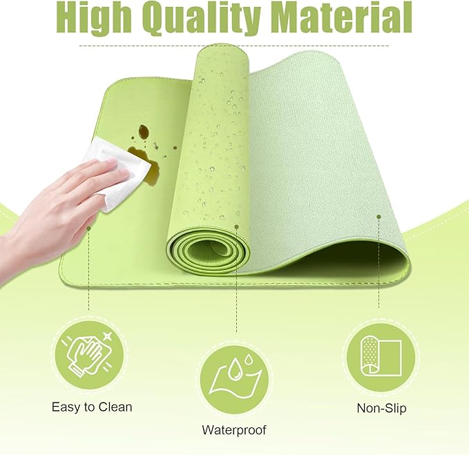 Large Desk Pad 47.2" x 17", Leather Desk Mat Protector, Non-Slip PU Leather Desk Blotter Pad, Large Mouse Keyboard Mat, Waterproof Desk Cover Pad for Office & Home(Matcha Green)