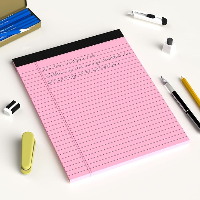 AILZFEI Colored Legal Pads 8.5 x 11 Wide Ruled, Note Pads Sturdy Back Writing Pads 30 Sheets/Pad, 20lb Colored Paper, Perforated Notepad with Sturdy Back (6 Pads)