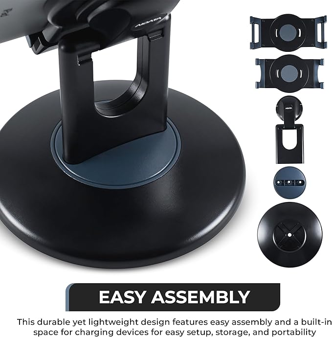 Aidata Tablet Stand - Compatible with iPad, iPad mini, and Most 6-Inch-13-Inch Tablets, Adjustable Commercial POS Holder with 360-Degree Swivel, for Retail, Classroom, Business, and Home, Black