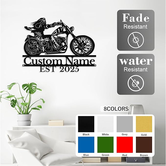 Custom Motorcycle Metal Sign Personalized Biker Name Sign Motorcycle Wall Art Motorbike Signs Garage/Man Cave Decor Gift for Bikers Men Husband