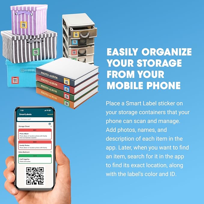 SmartLabels | Small QR Code Stickers | Mini 1.5 x 1.5 inch QR Code Labels | Made in The USA | Multicolor Pack for Easy Inventory Management, Organization, and Packing Labels for Moving (Pack of 48)