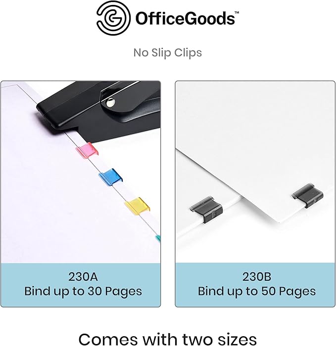 OfficeGoods No Slip Clip Refills - Binds Up to 50 Pages - Reusable (Clear)
