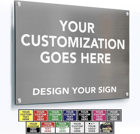 Custom Metal Signs, Personalized Aluminum, Customized Safety, Business Signs, Waterproof Outdoor, White Aluminum (Gray, 7x7 In)
