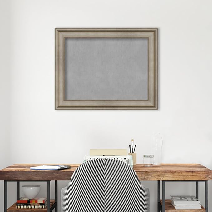 Amanti Art Silver Framed Magnetic Board 23x29 Medium Vision Board for use with Magnets, 100% Metal Sheet to Display Items as Office Decor or for Home Organization in mudroom, Kitchen or Kids Room