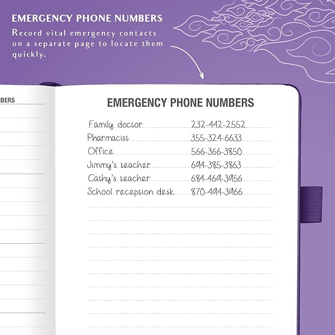 Legend Planner Address Book with Alphabetical Tabs – Mini Telephone Contacts Book for Phone Numbers, Addresses, Passwords, Small (Purple)
