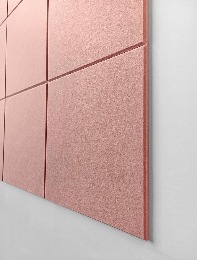 DECORITA Felt Wall Tiles | Large Cork Board Alternative | Aesthetic Felt Bulletin Board for Office, Home & Classroom | Large Cork Boards for Walls Pinboard (12-Pack) | Pink
